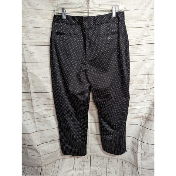 Talbots Black White Polka Dot Ankle Pants Size 10 Flat Front Pockets‎ 25" Inseam - Picture 2 of 9